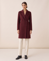 Double-Faced Wool Coat for Women — burgundy, studio front