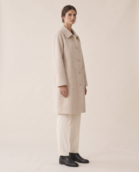 Polo Collar Coat with Pockets — three-quarter view