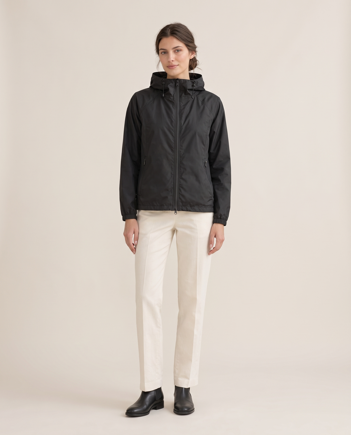 Waterproof Hooded Windbreaker Jacket for Women — studio front