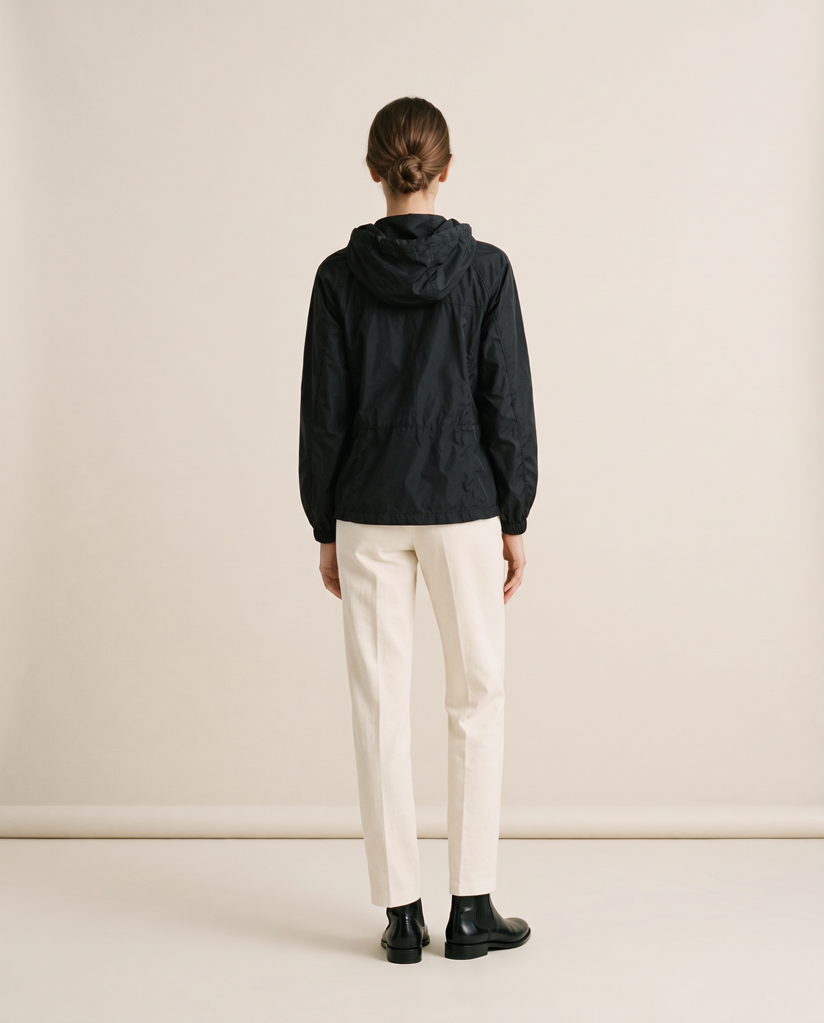 Waterproof Hooded Windbreaker Jacket for Women — studio back
