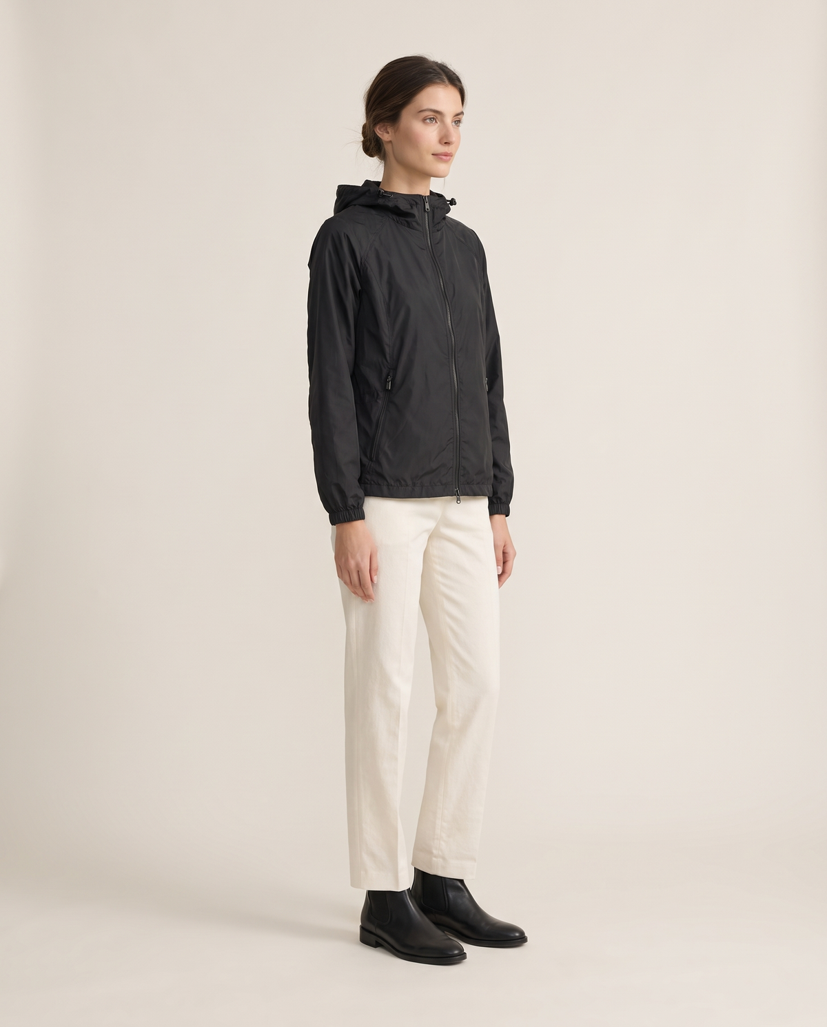Waterproof Hooded Windbreaker Jacket for Women — three-quarter view
