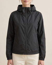 Waterproof Hooded Windbreaker Jacket for Women — hood and zip, worn