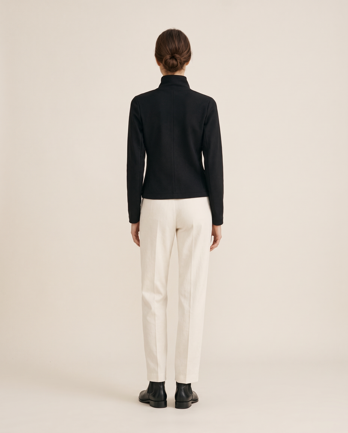 Stand-Collar Zip Jacket for Women — studio back