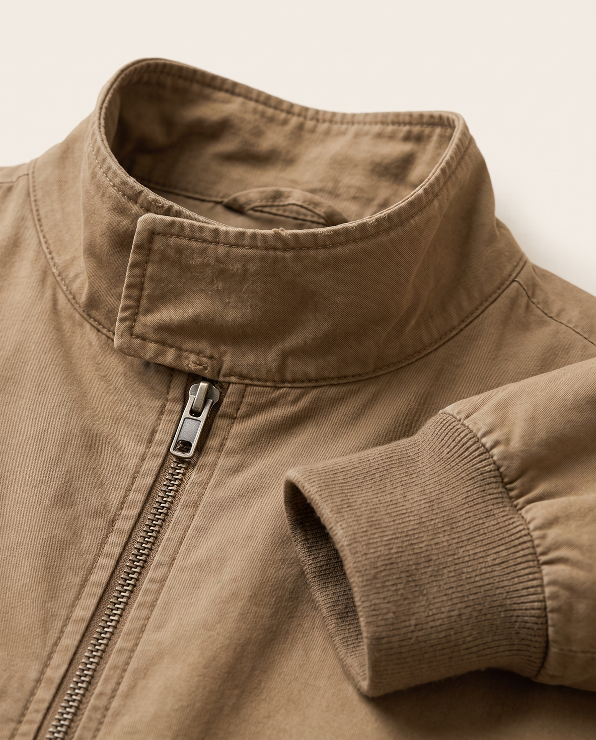 Vintage Bomber Jacket for Women — collar and cuff close-up