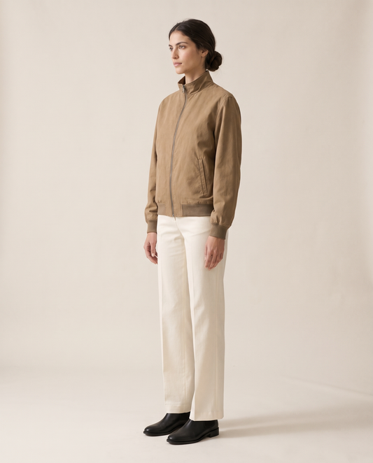 Vintage Bomber Jacket for Women — three-quarter view