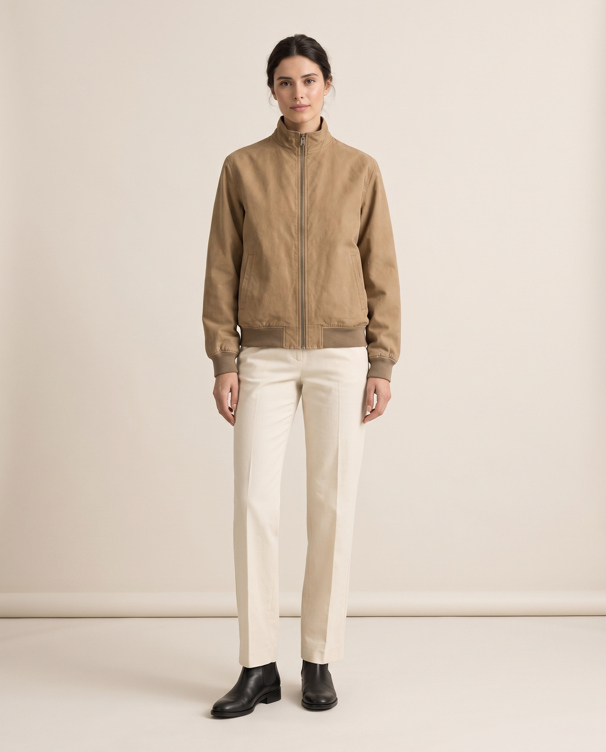 Vintage Bomber Jacket for Women — studio front