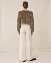 Cropped Faux Fur Jacket with Hidden Closure — studio back