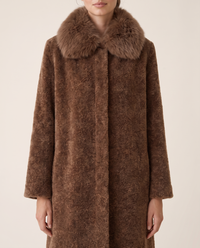 Chenille Coat with Detachable Fur Collar — fur collar and chenille, worn