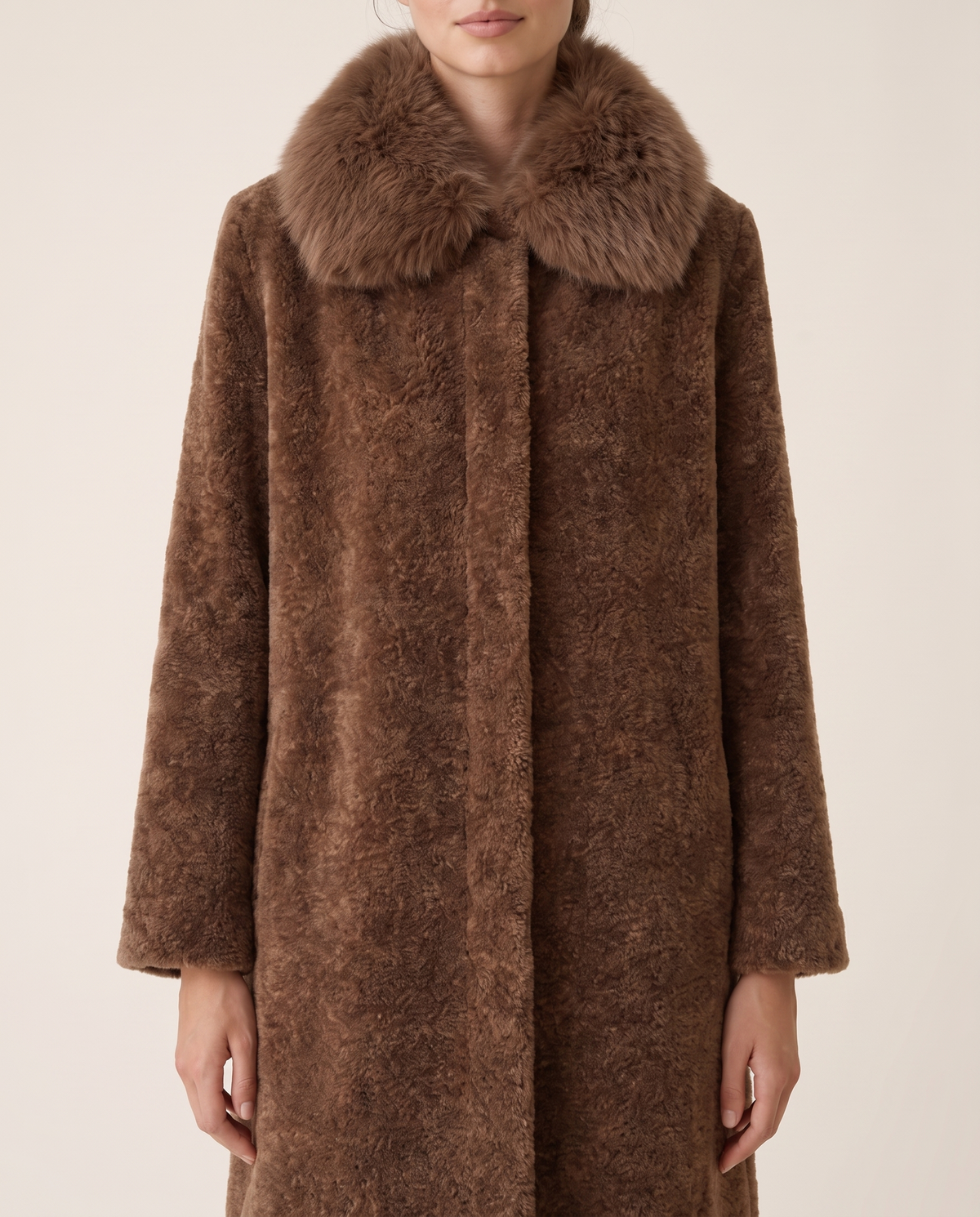 Chenille Coat with Detachable Fur Collar — fur collar and chenille, worn