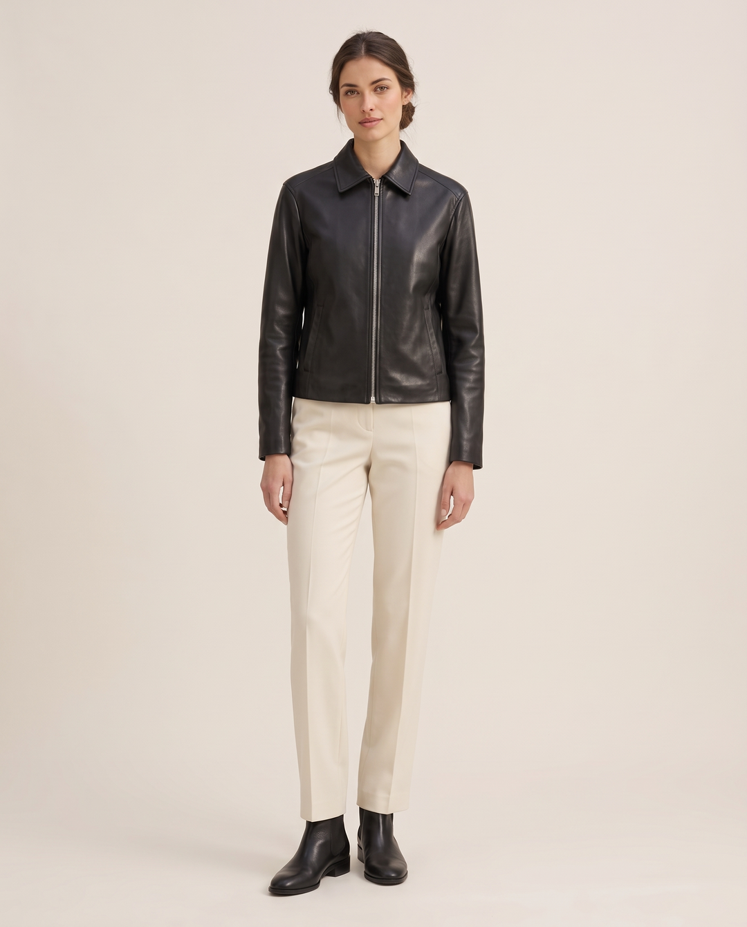 Faux Leather Jacket for Women — studio front