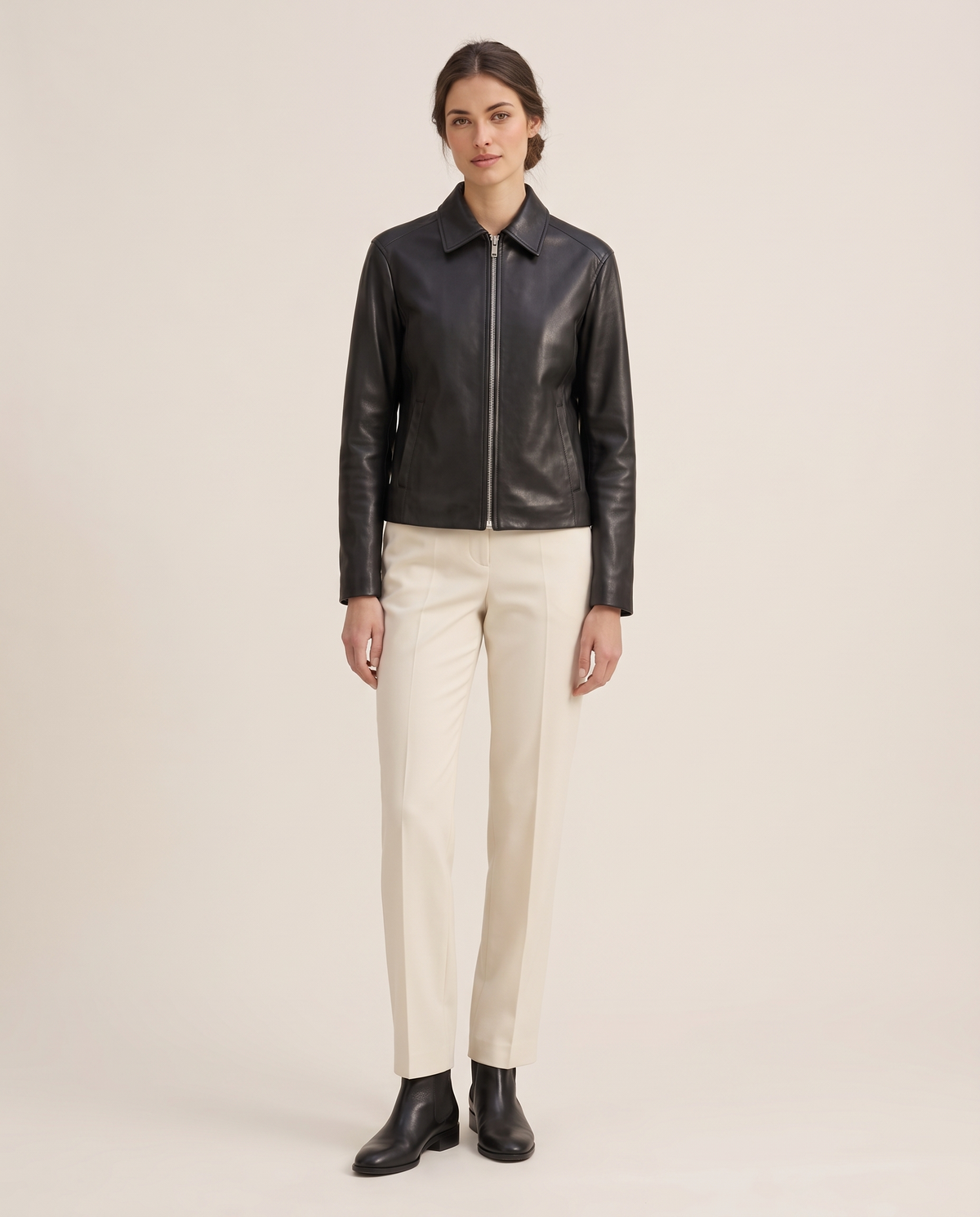 Faux Leather Jacket for Women — studio front