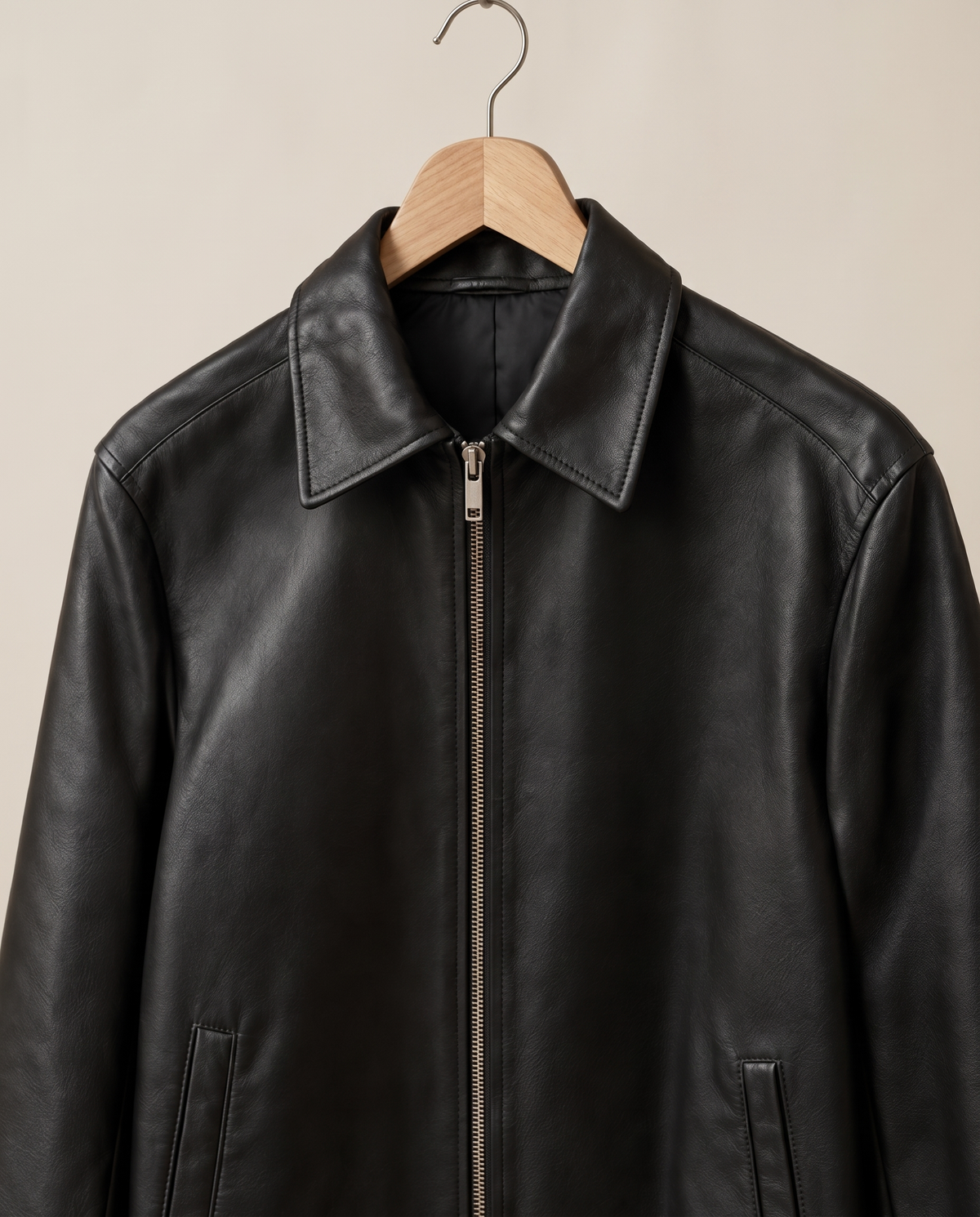 Faux Leather Jacket for Women — on hanger
