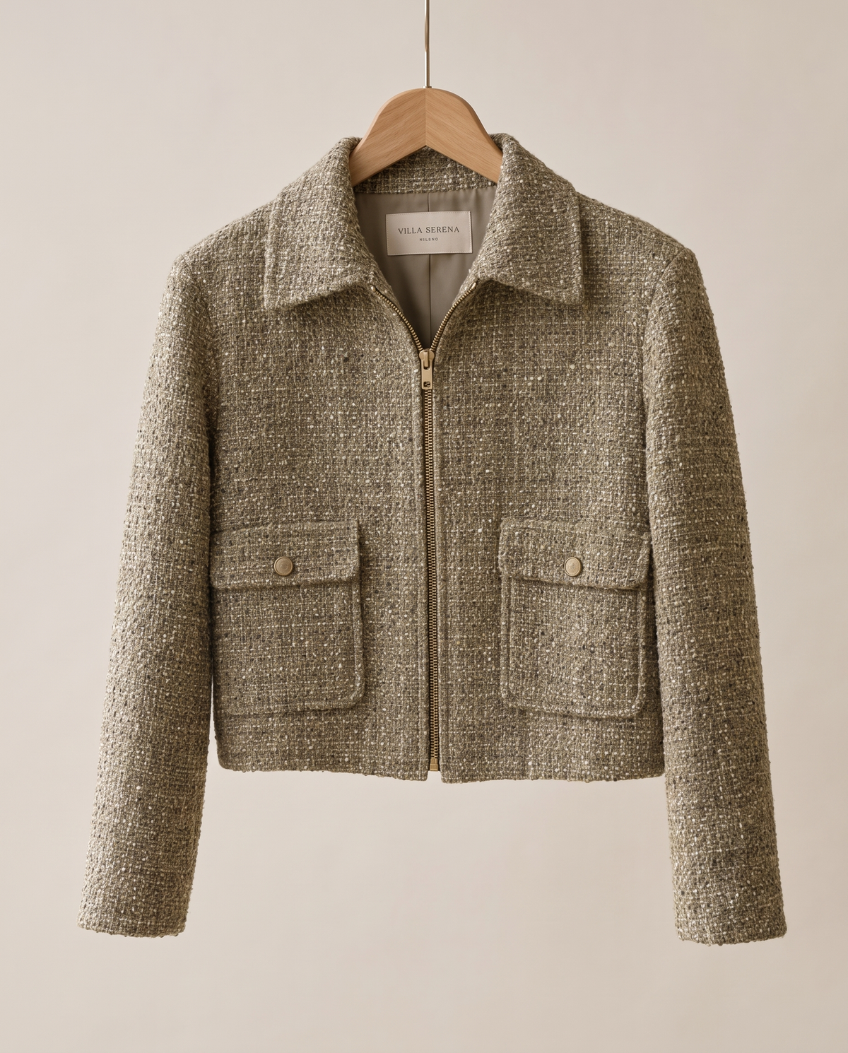 Tweed Zip Jacket for Women — on hanger