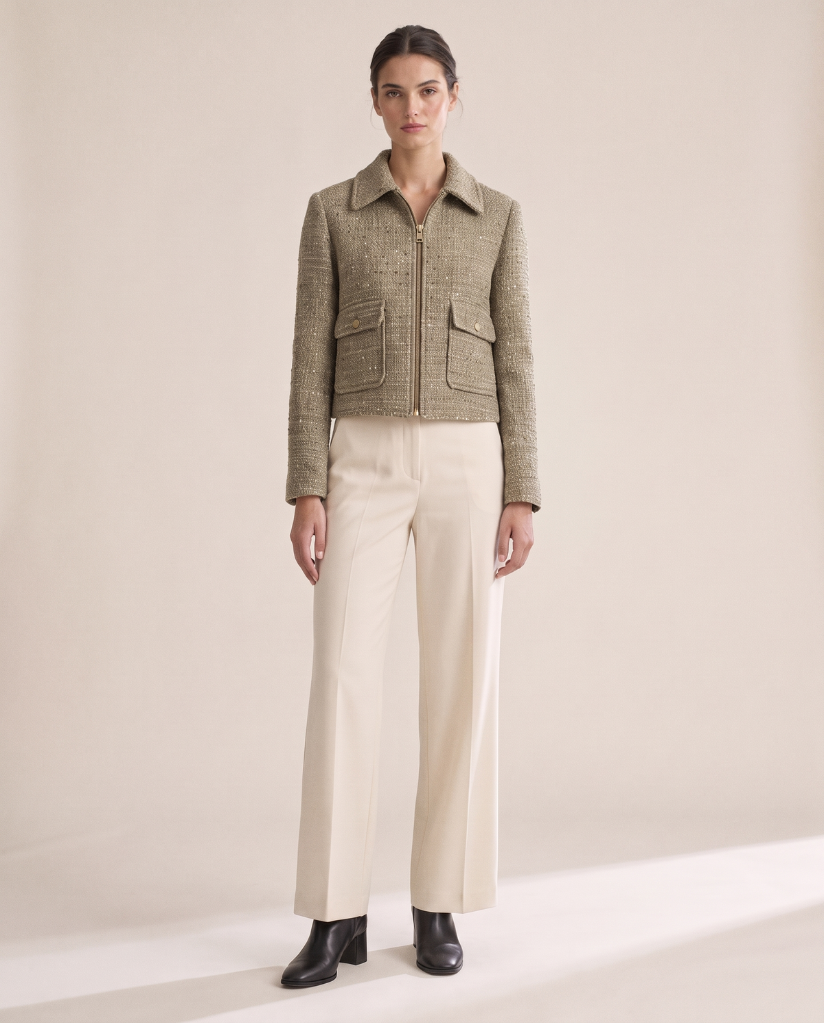 Tweed Zip Jacket for Women — studio front