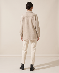 Distressed Shirt Jacket for Women — studio back