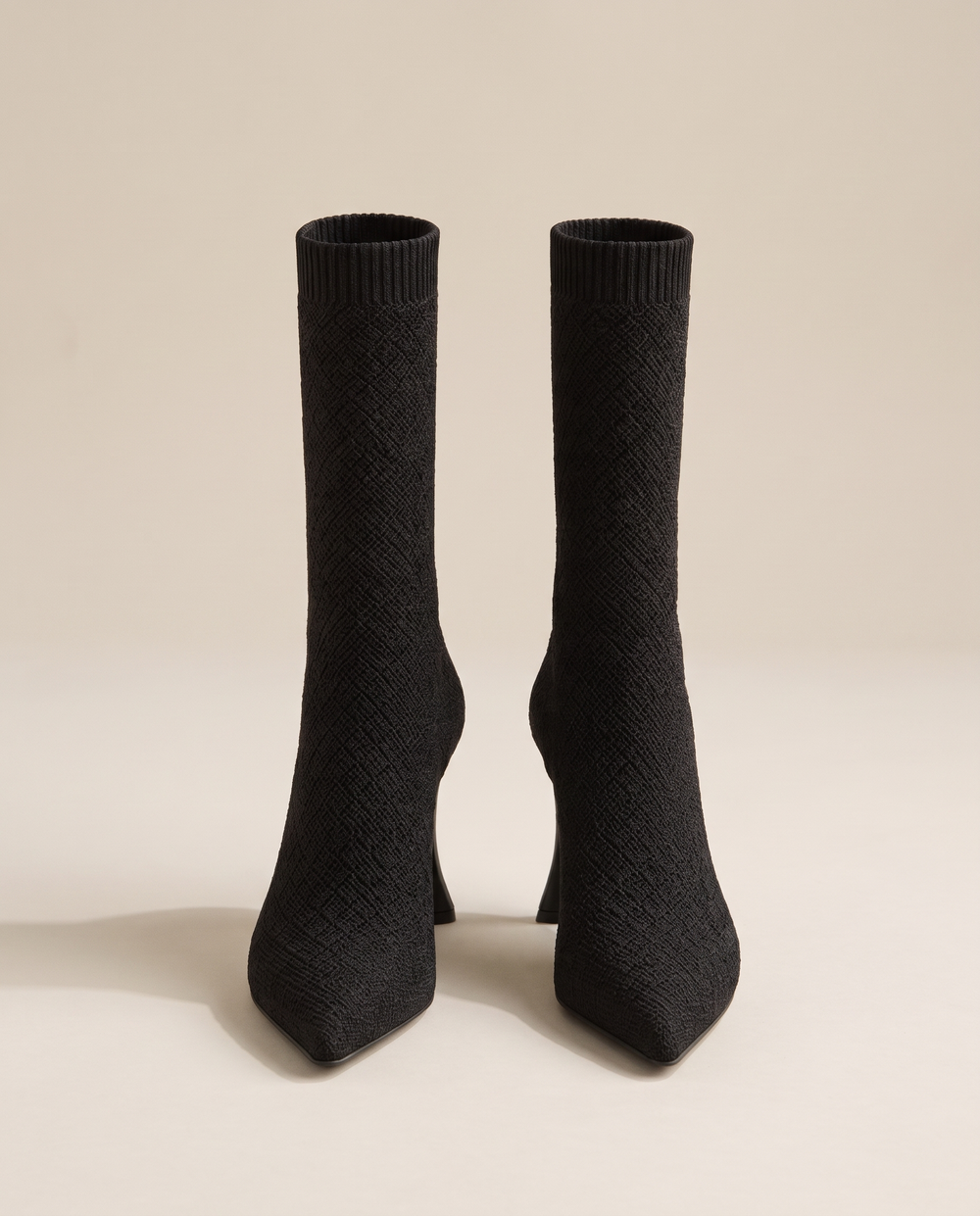 Pointed Toe Sock Boots in Stretch Knit — pair, studio
