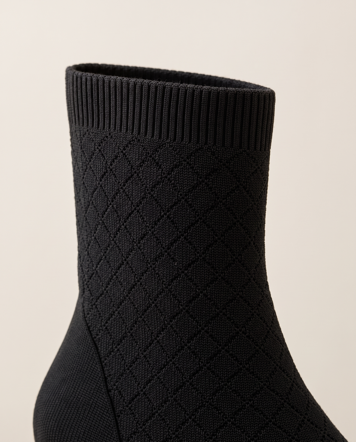 Pointed Toe Sock Boots in Stretch Knit — knit close-up