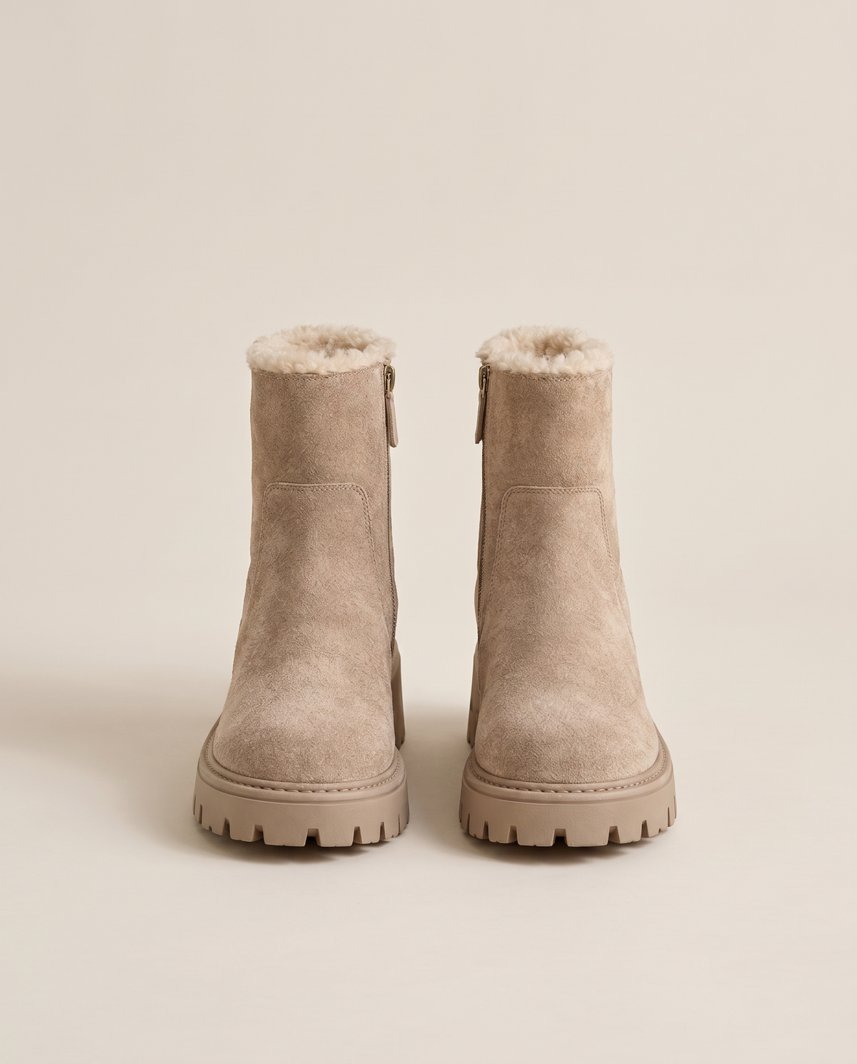 Fleece-Lined Suede Winter Ankle Boots — pair, studio