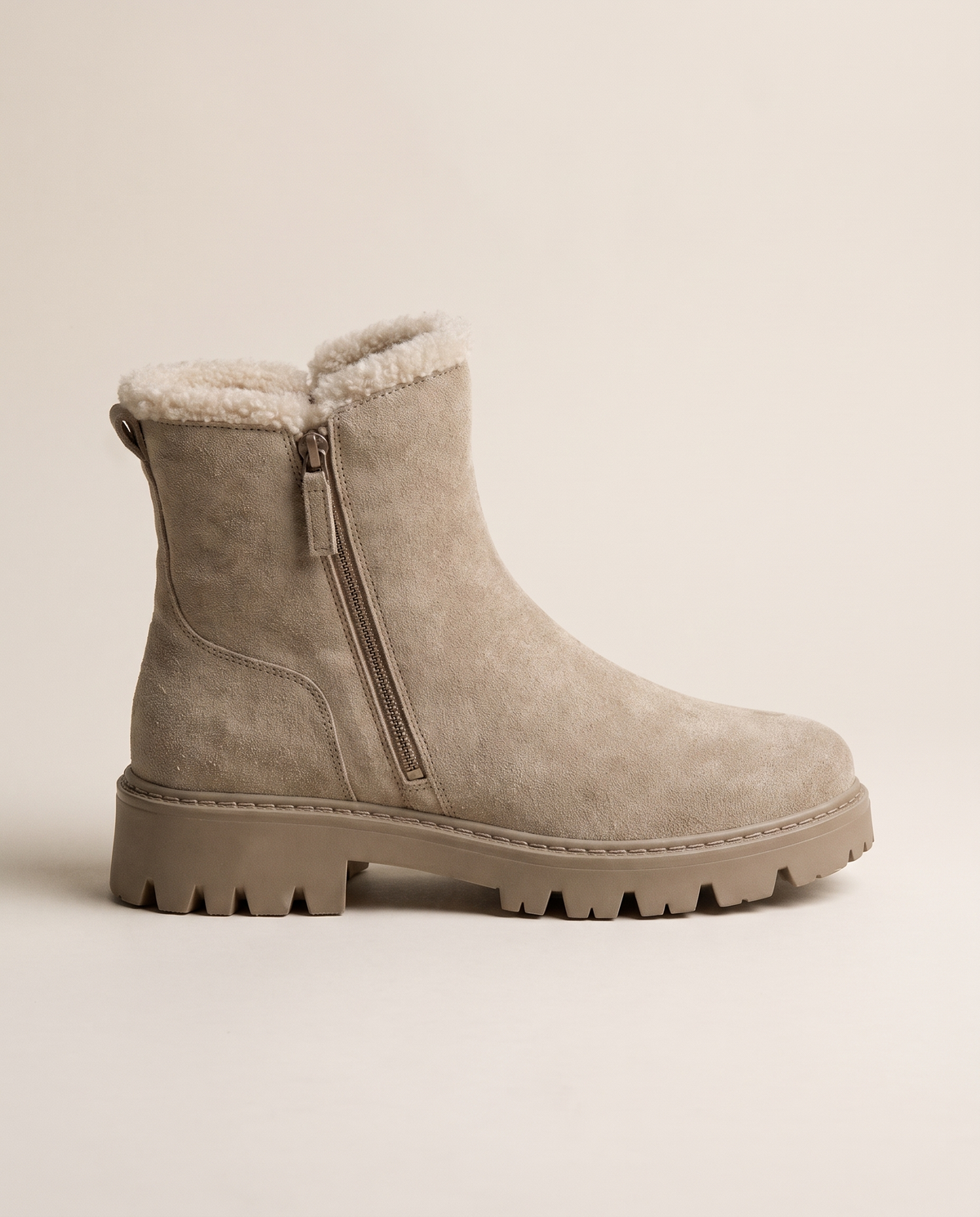 Fleece-Lined Suede Winter Ankle Boots — side profile