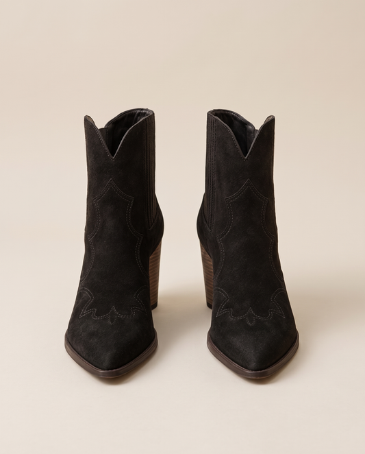Western Ankle Boots with Pointed Toe — pair, studio