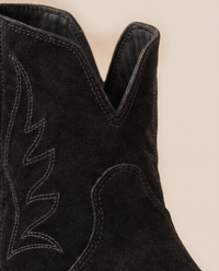 Western Ankle Boots with Pointed Toe — embroidery close-up