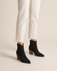 Western Ankle Boots with Pointed Toe — worn, studio