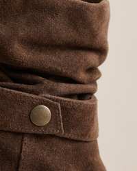 Suede Slouch Ankle Boots with Fold-Over Cuff — cuff close-up