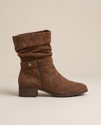 Suede Slouch Ankle Boots with Fold-Over Cuff — side profile