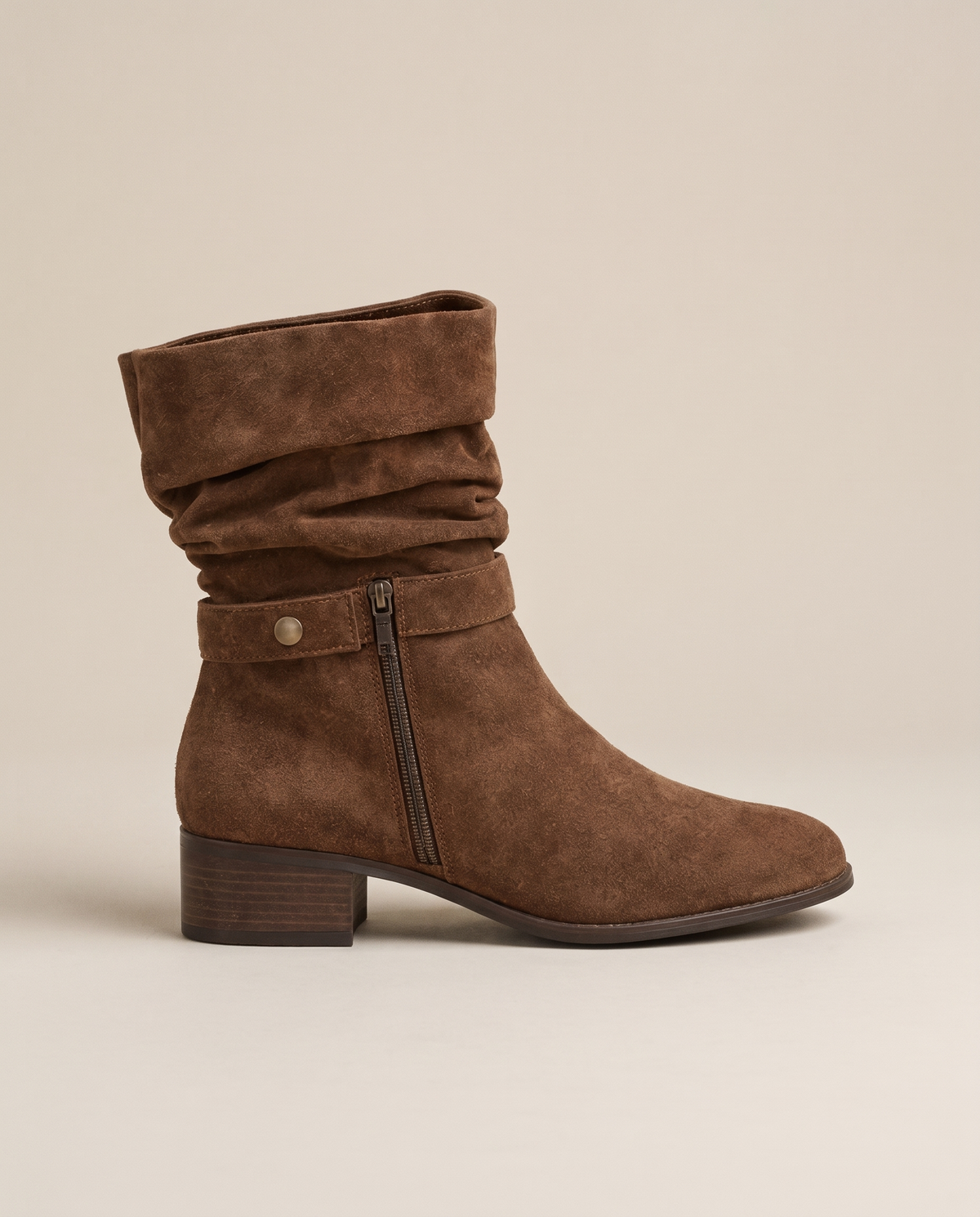 Suede Slouch Ankle Boots with Fold-Over Cuff — side profile