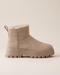 Fleece-Lined Suede Ankle Boots with Chunky Lug Sole — side profile