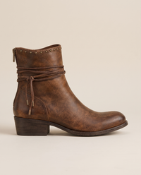 Lace-Up Western Ankle Boots with Studded Trim — side profile