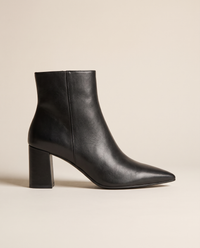 Leather Ankle Boots with Pointed Toe and Block Heel — side profile
