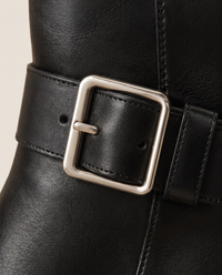 Leather Ankle Boots with Buckle and Side Zip — buckle close-up