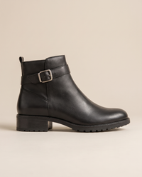 Leather Ankle Boots with Buckle and Side Zip — side profile