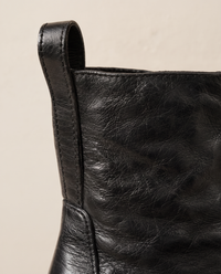 Ankle Boots with Side Pull Tabs and Low Block Heel — pull tab close-up