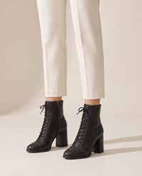 Lace-Up Ankle Boots with Removable Insole — worn, studio