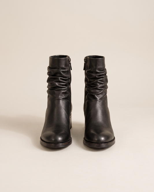 Ruched Ankle Boots with Side Zipper — pair, studio