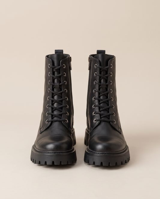 Lace-Up Ankle Boots with Chunky Lug Sole — pair, studio