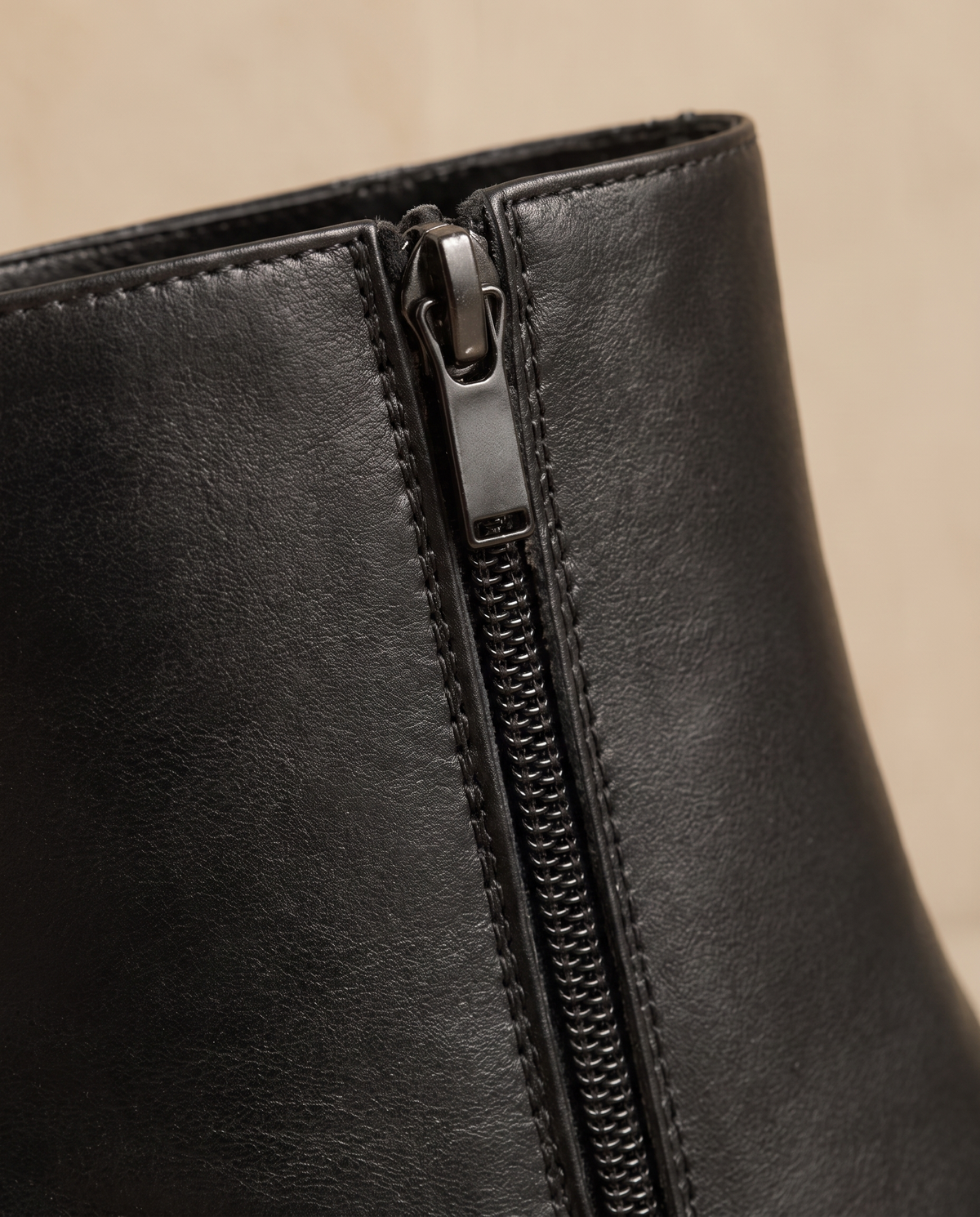Sleek Ankle Boots with Low Block Heel — zip close-up