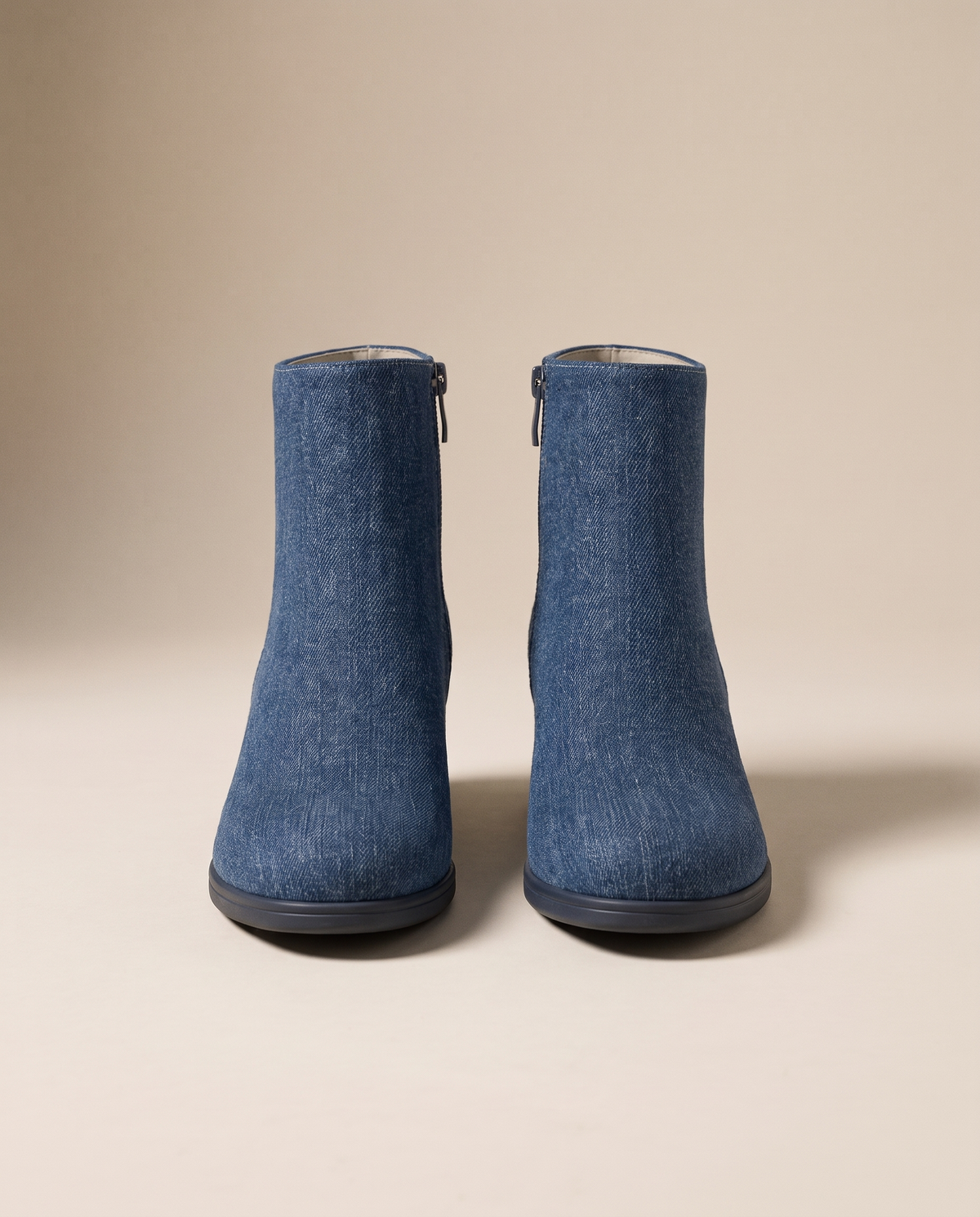 Orthopedic Denim Ankle Boots with Cushioned Sole — pair, studio