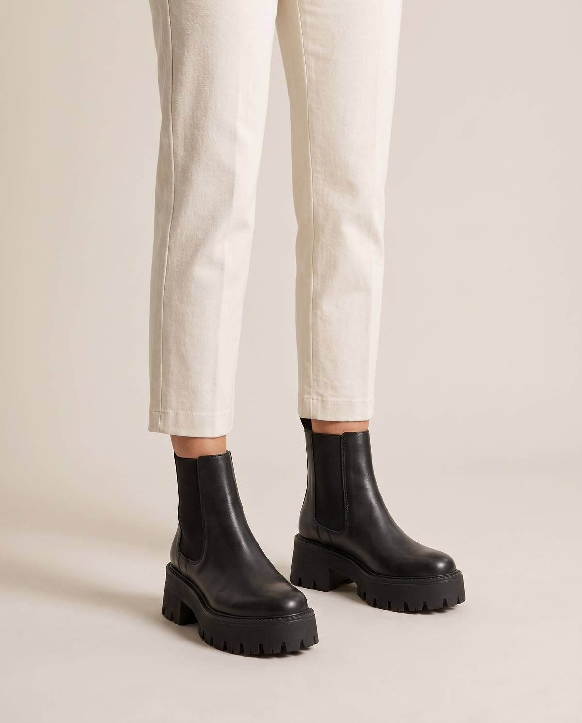 Platform Chelsea Boots with Chunky Grip Sole — worn, studio