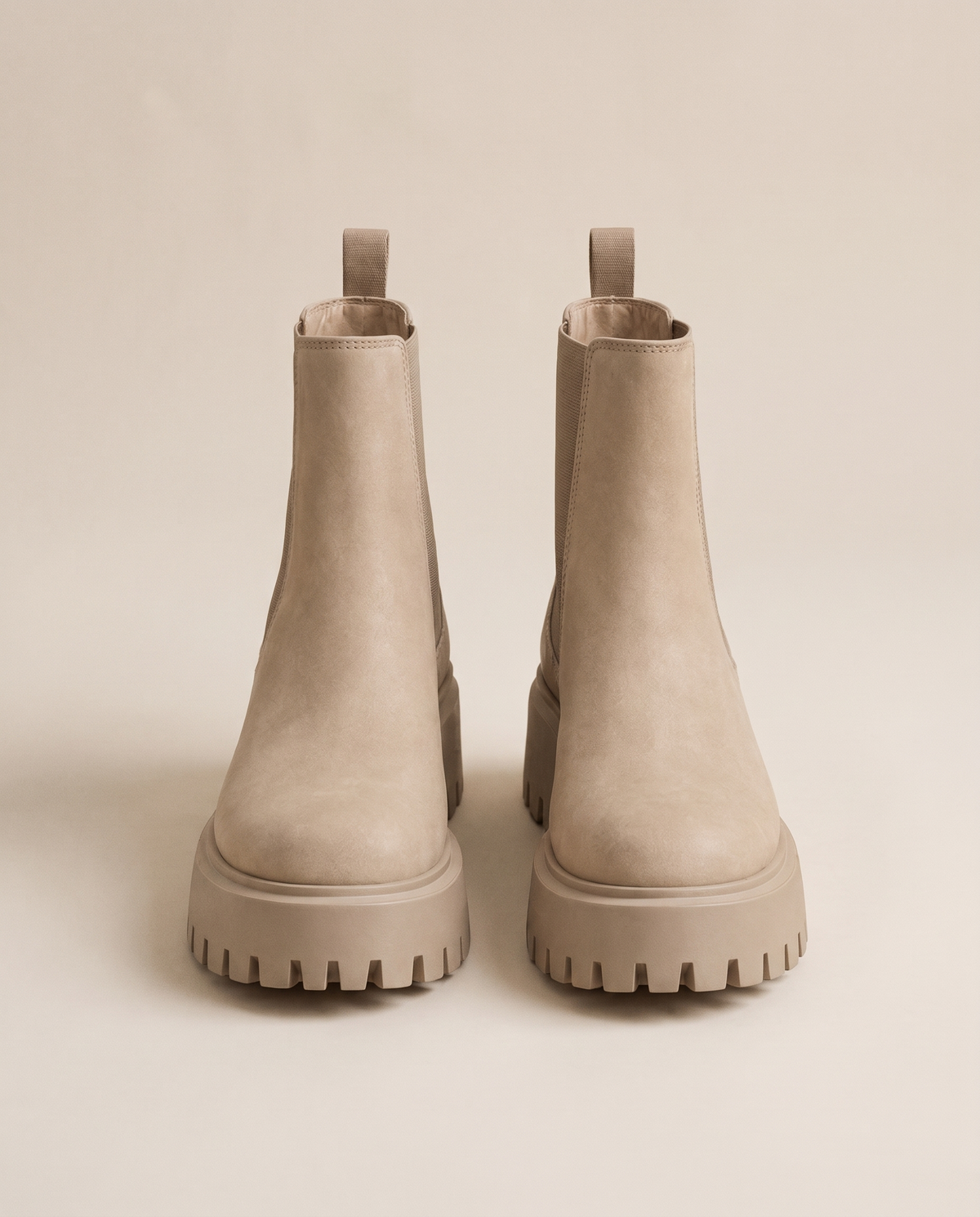 Platform Chelsea Boots with Chunky Grip Sole — cream