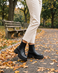 Platform Chelsea Boots with Chunky Grip Sole — worn in Central Park in autumn