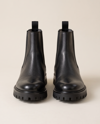 Lug Sole Chelsea Boots with Front and Back Pull Tabs — pair, studio