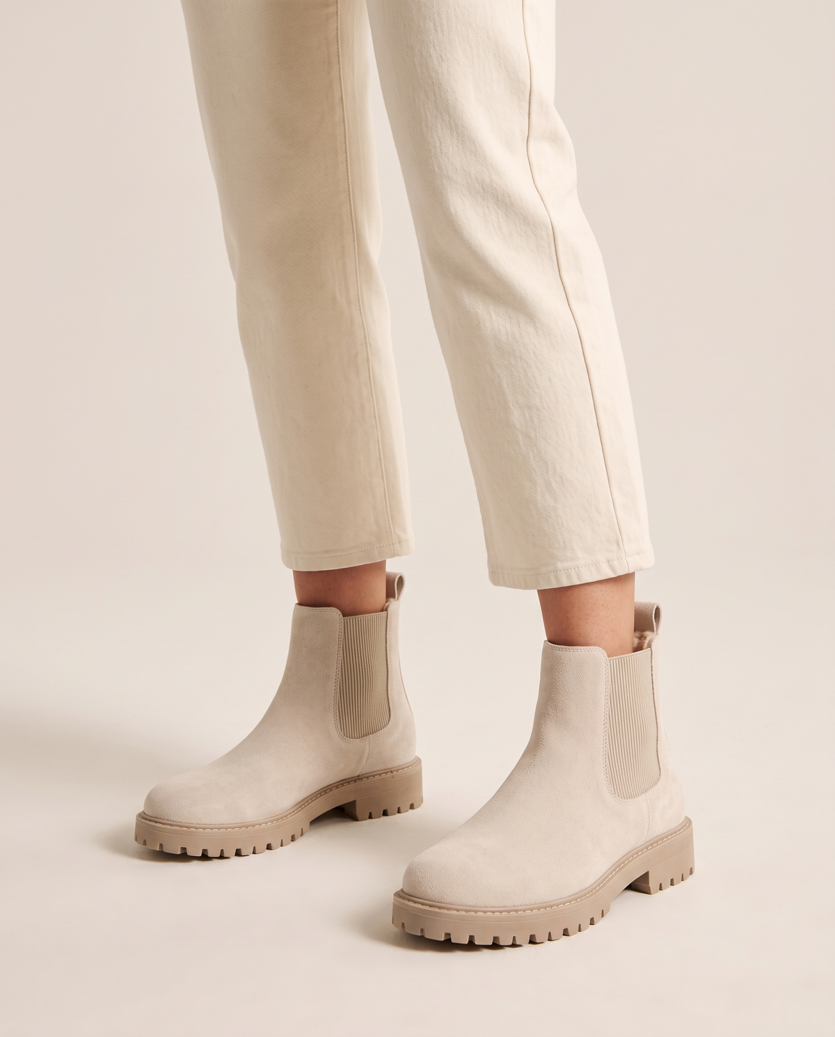 Fleece-Lined Chelsea Boots — worn, studio