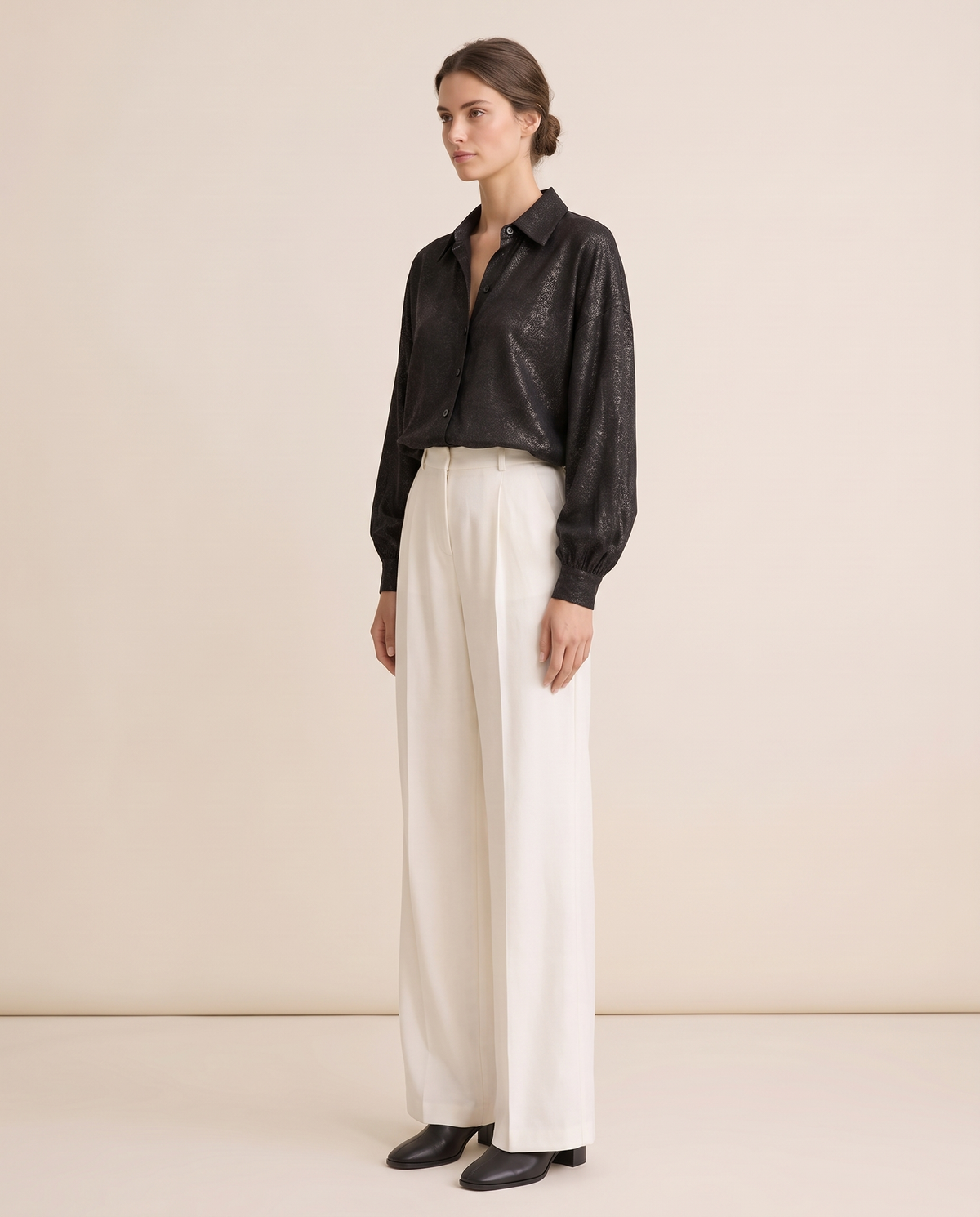 Snowline Elegant Shimmer Long Sleeve Blouse — three-quarter view