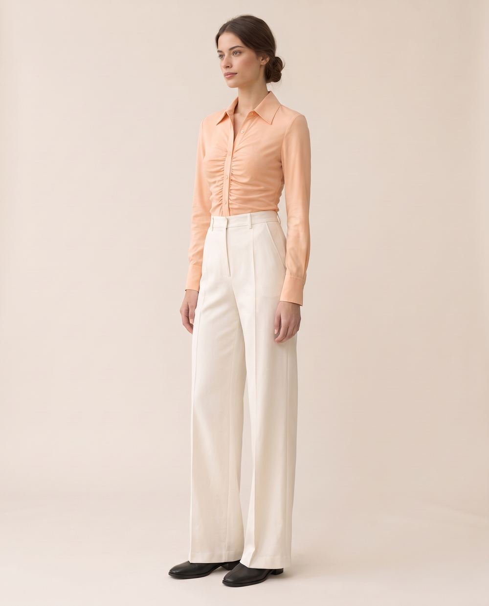 Cotswold Fitted Ruched Front Blouse — three-quarter view