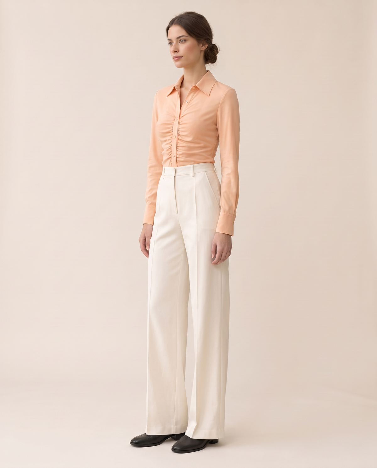 Cotswold Fitted Ruched Front Blouse — three-quarter view
