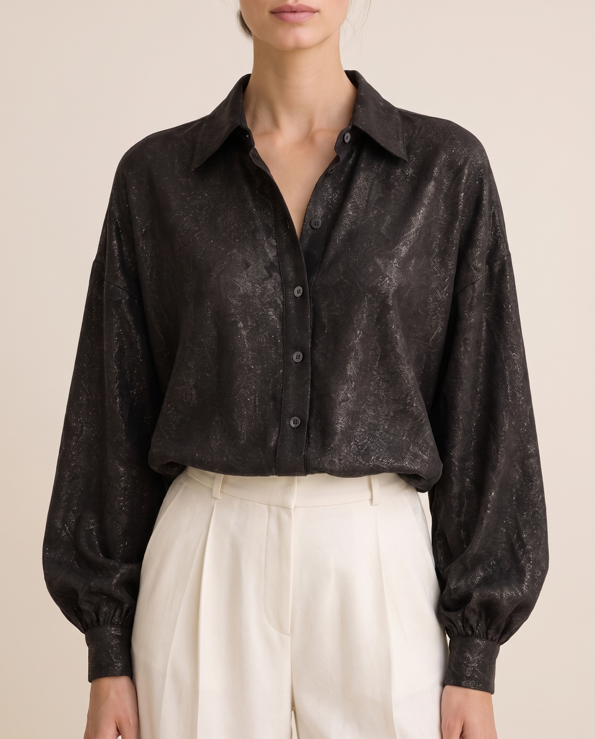 Snowline Elegant Shimmer Long Sleeve Blouse — close-up