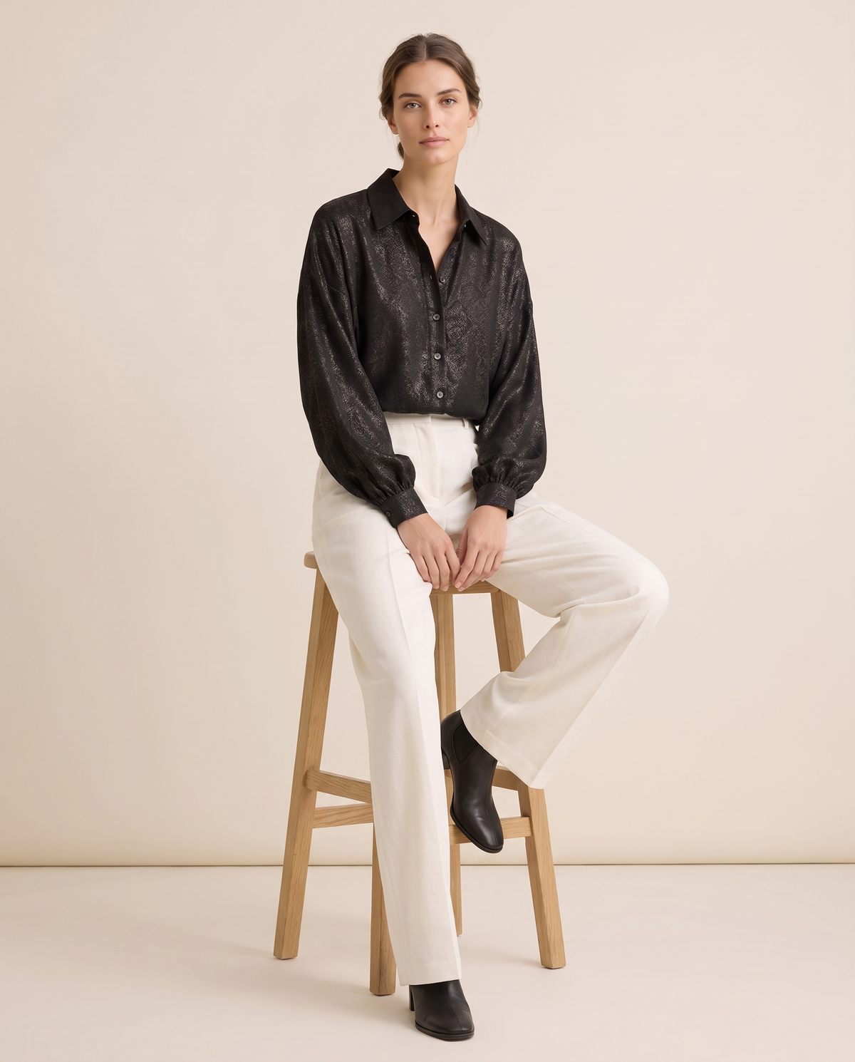 Snowline Elegant Shimmer Long Sleeve Blouse — seated